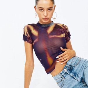WITH JEAN purple mesh tshirt Lord Top | Ritz Strelitzia Nicolai size XL